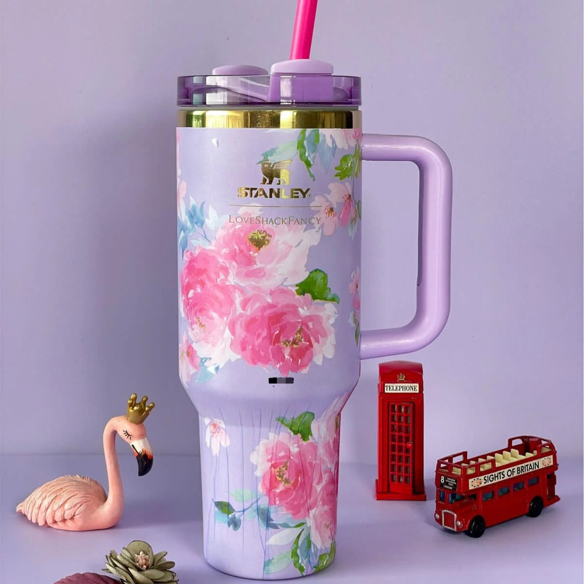 (Net) Stanley Flower Design Thermos Cup Tumbler With Lid 1.2 L