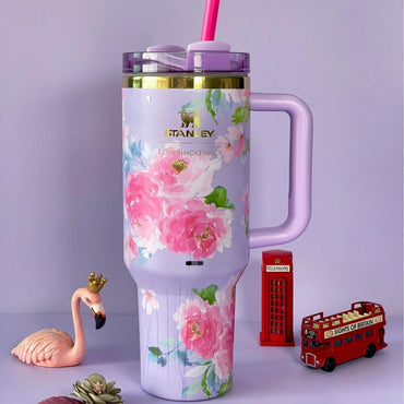 (Net) Stanley Flower Design Thermos Cup Tumbler With Lid 1.2 L