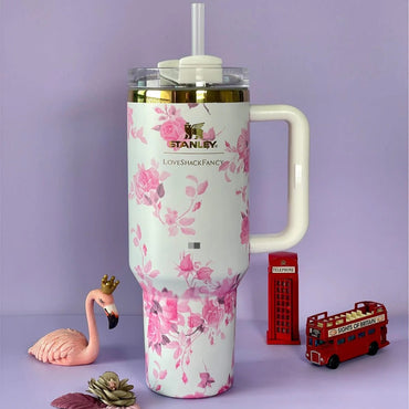 (Net) Stanley Flower Design Thermos Cup Tumbler With Lid 1.2 L