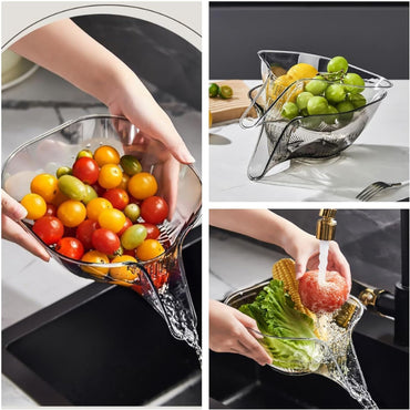 Multifunctional Kitchen Washing Basket With Dishwashing Cloth And Dry Separation Filter With Funnel