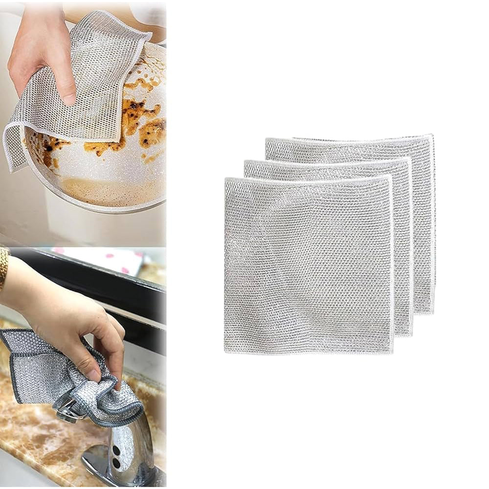 (Net) Multifunctional Silver Wire Cleaning Cloth Set 5 Pcs