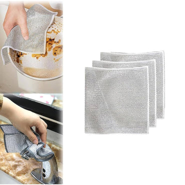 (Net) Multifunctional Silver Wire Cleaning Cloth Set 5 Pcs