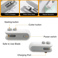 (Net) Mini Bag Sealer Rechargeable For Plastic Bags