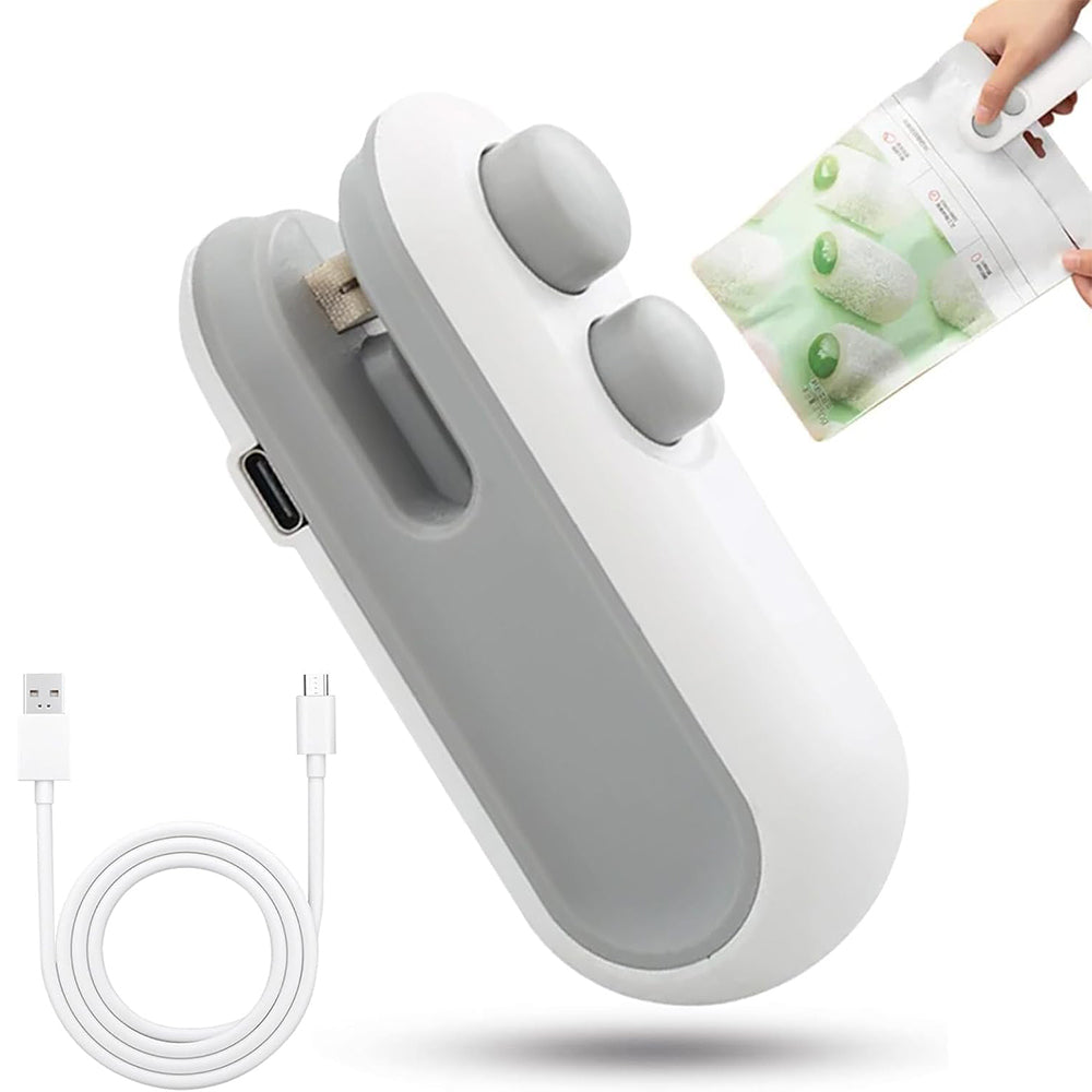 (Net) Mini Bag Sealer Rechargeable For Plastic Bags