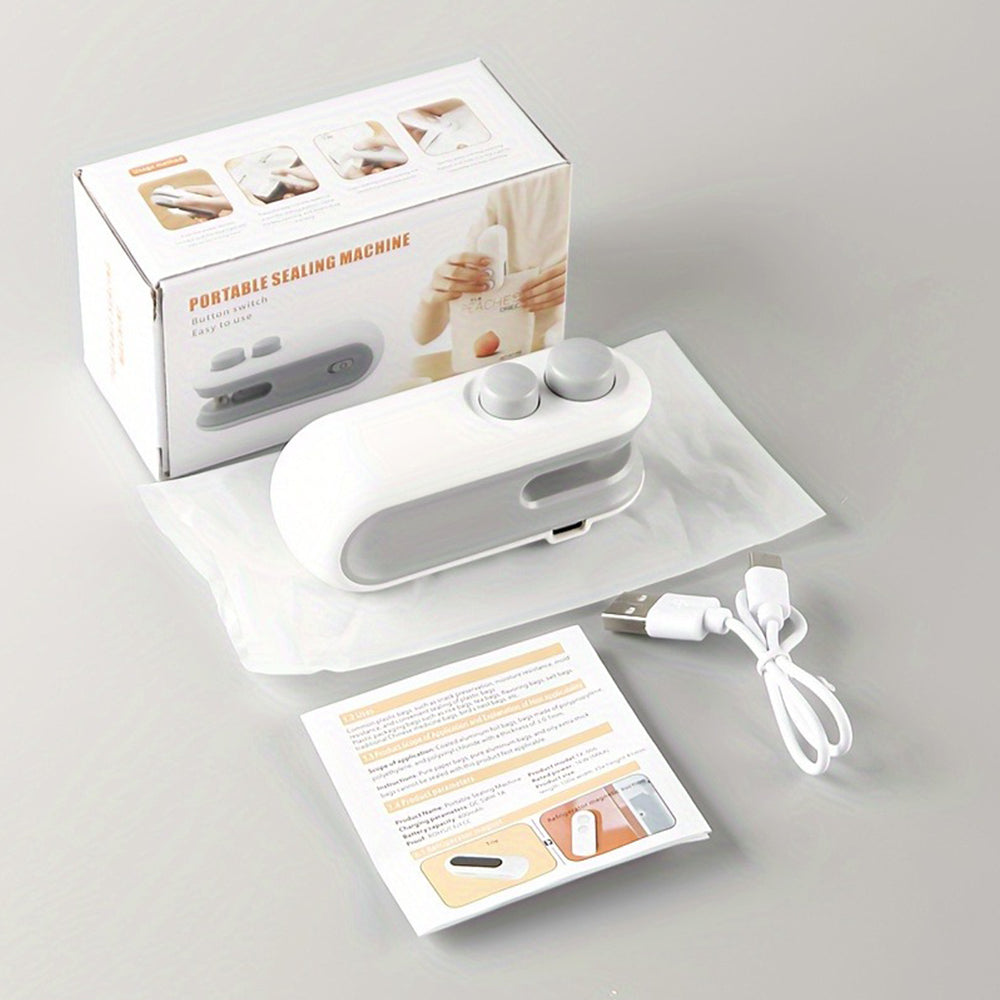 (Net) Mini Bag Sealer Rechargeable For Plastic Bags