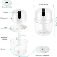 (Net) USB Rechargeable Home Electric Onion Chopper Stainless Steel Blades