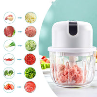 (Net) USB Rechargeable Home Electric Onion Chopper Stainless Steel Blades