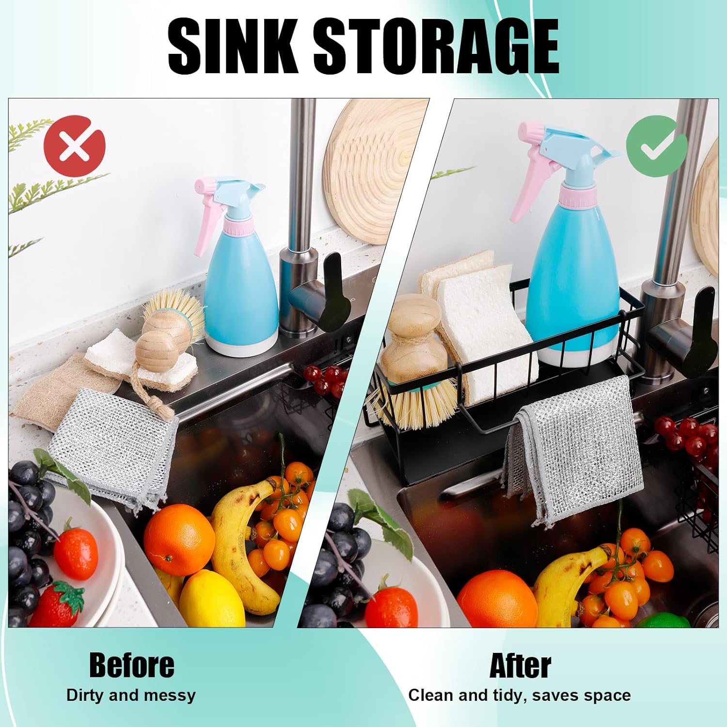 Kitchen Sink Organizer With Towel Rack