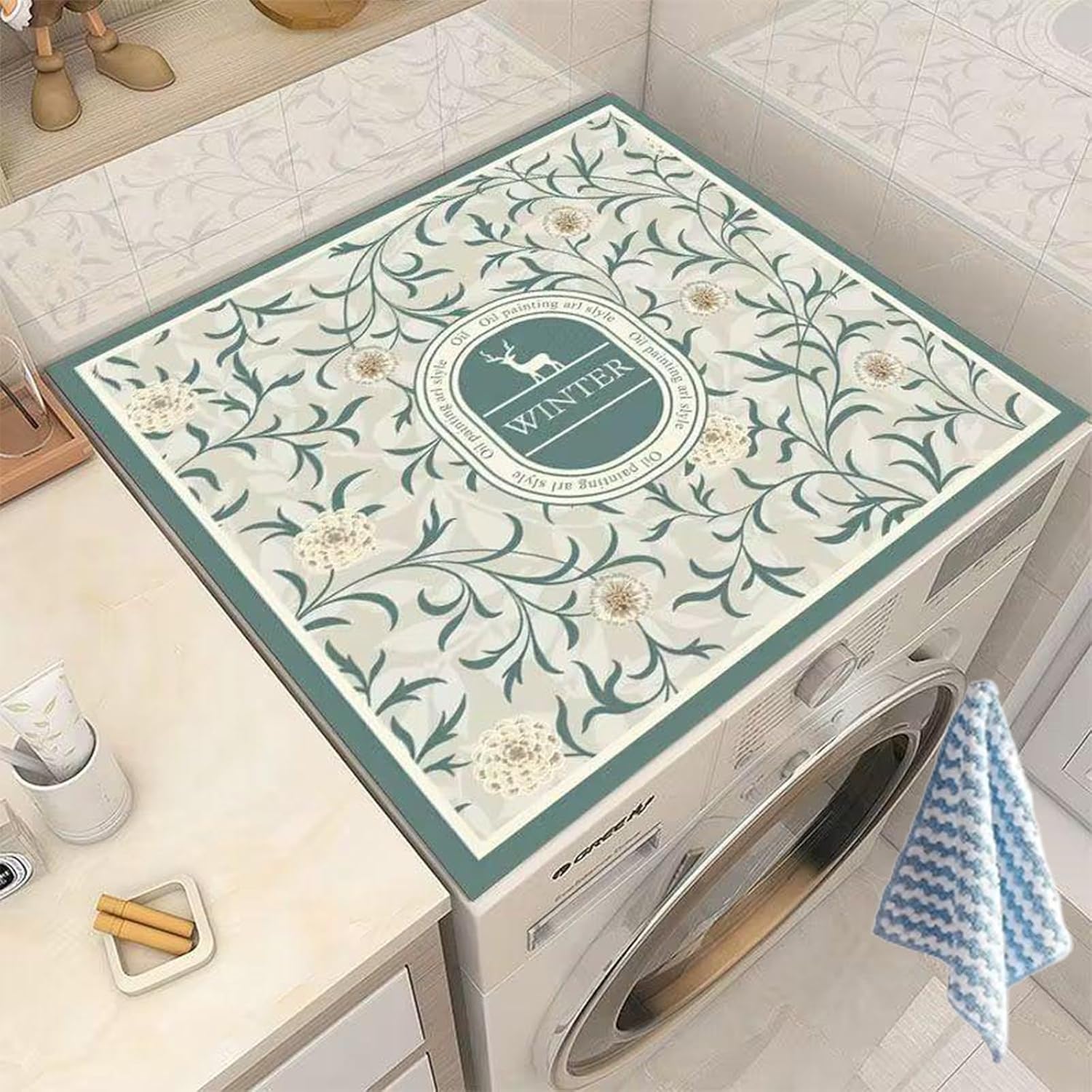 (Net) Dust Cover Pad Washing Machine Protective Mat 50 x 50 cm