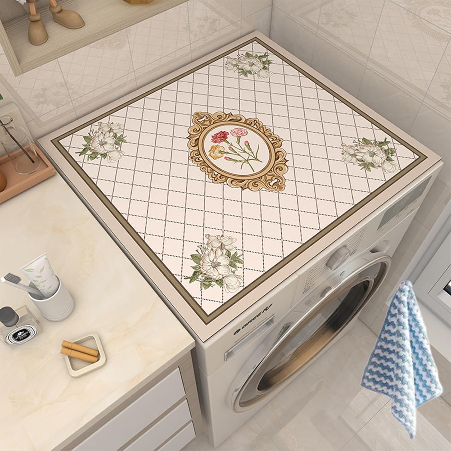 (Net) Dust Cover Pad Washing Machine Protective Mat 50 x 50 cm
