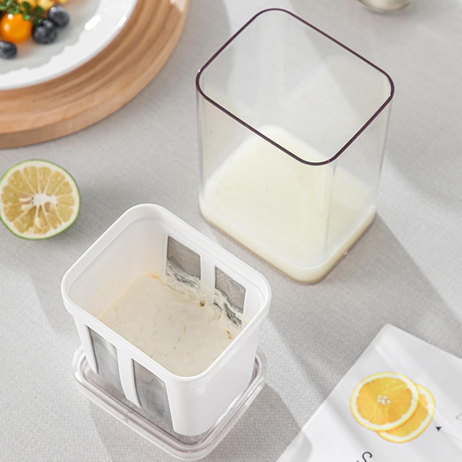 (Net) Stainless Steel Fine Mesh Yogurt Filter With Lid