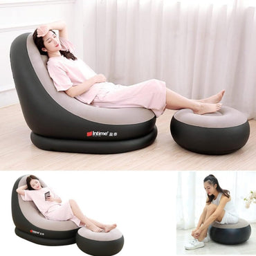 (Net) Portable Fast Inflatable Sofa Chair With Foot Stool