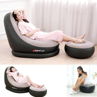 (Net) Portable Fast Inflatable Sofa Chair With Foot Stool