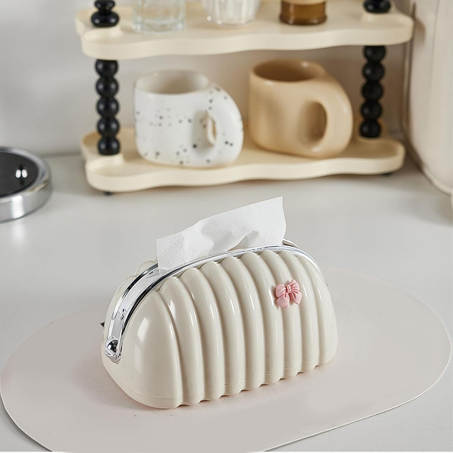 Plastic Decorative Tissue Organizer Box Designed With Shell Shaped Modern Design