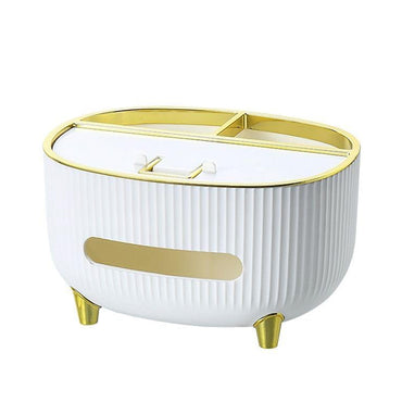 (Net) Tissue Holder Case For Office Home Decoration With Mobile Stand And Two Compartments For Jewelry Makeup Brushes