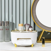 (Net) Tissue Holder Case For Office Home Decoration With Mobile Stand And Two Compartments For Jewelry Makeup Brushes
