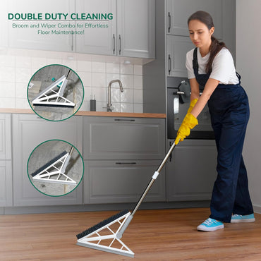 (Net)  2 in 1 V Shaped Bathroom Cleaning Brush With Wiper
