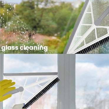 (Net)  2 in 1 V Shaped Bathroom Cleaning Brush With Wiper