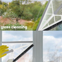 (Net)  2 in 1 V Shaped Bathroom Cleaning Brush With Wiper