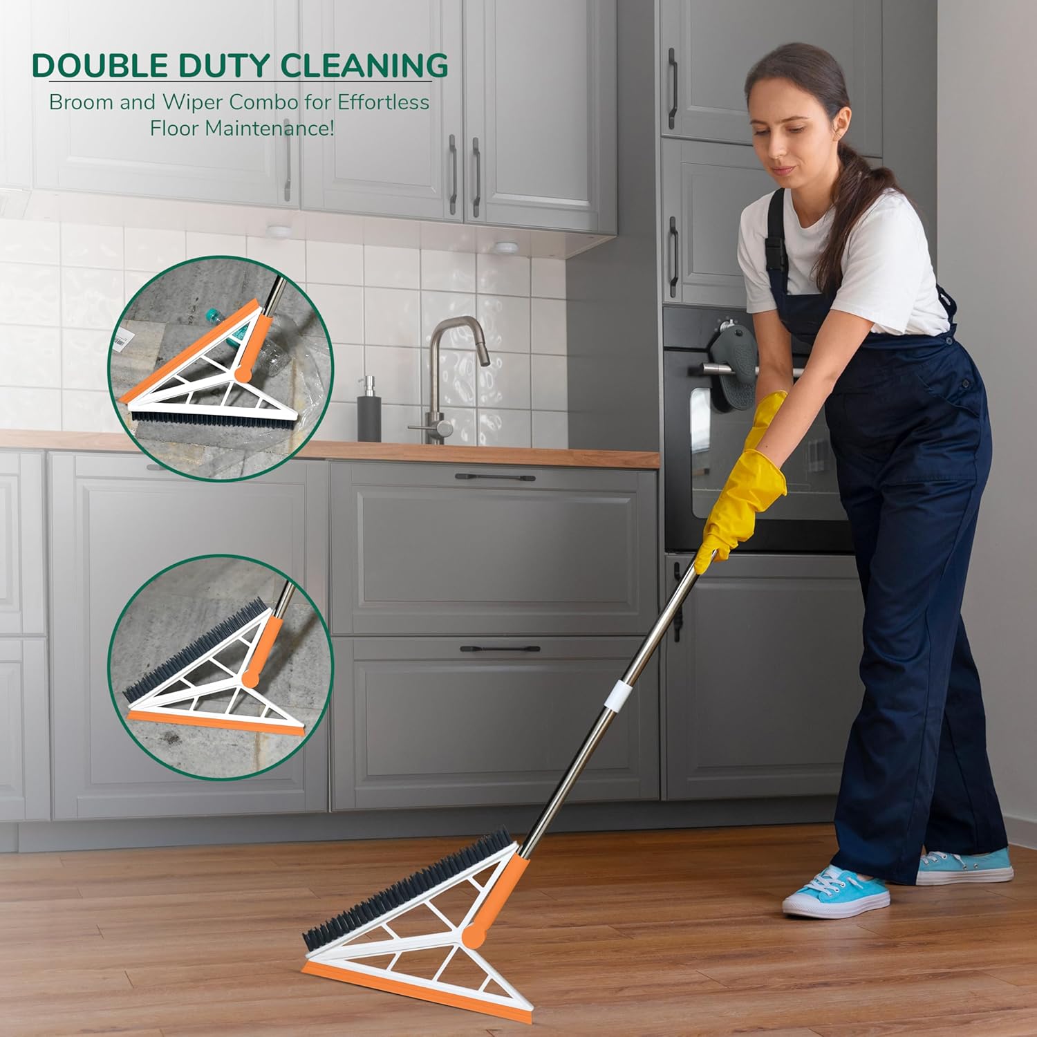 (Net)  2 in 1 V Shaped Bathroom Cleaning Brush With Wiper