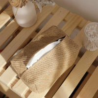 Japanese Style Organic Long Lattice Linen Tissue Box Napkin Cover