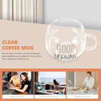 (Net)) Transparent Coffee Tea Cup Glass Cereal Good Morning 300 ML