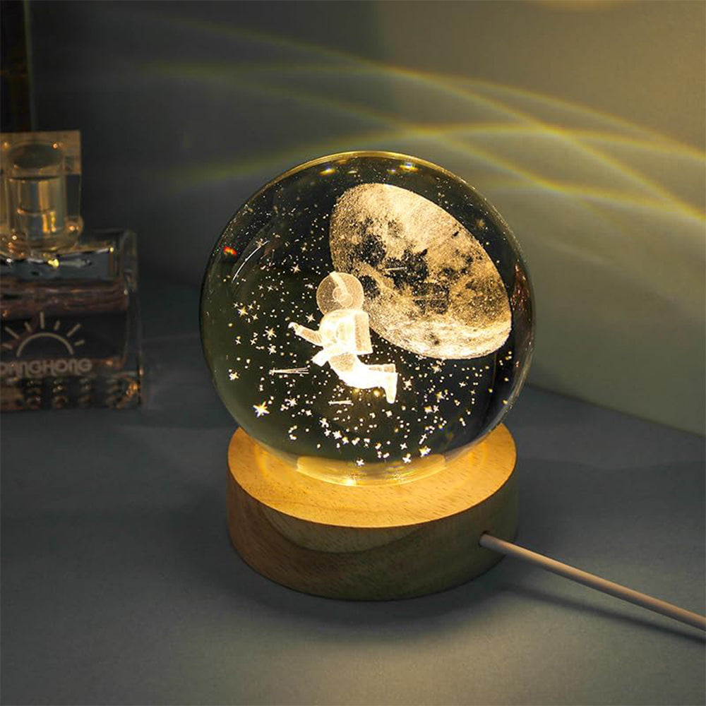 Glowing Crystal Ball Shaped Small Luminous Table Small Figurine Glass (8cm)