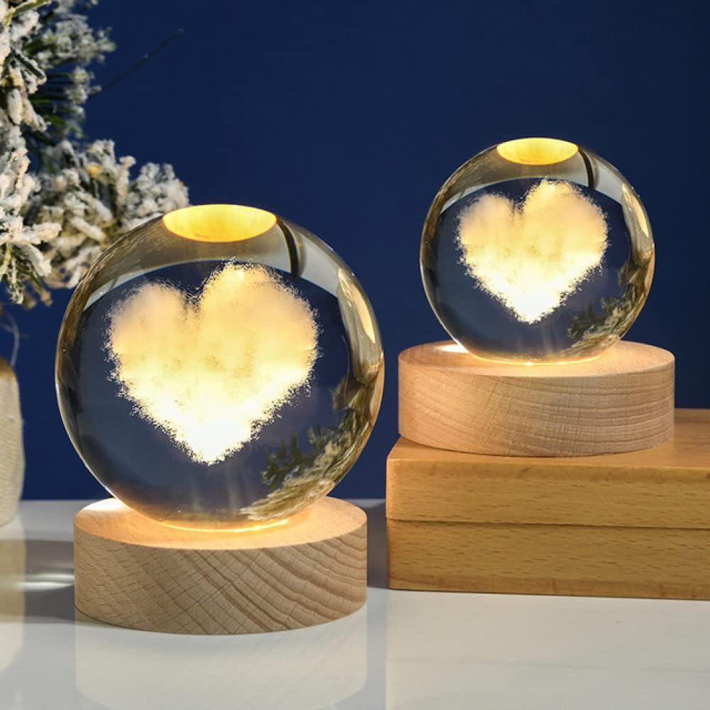 Glowing Crystal Ball Heart Shaped (8cm)