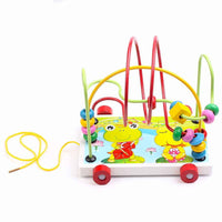 Wooden Toys Rolling Bead Maze Pull Car Roller Coaster