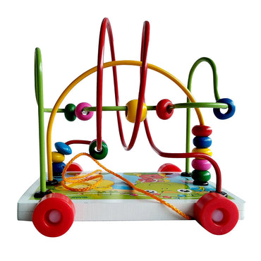 Wooden Toys Rolling Bead Maze Pull Car Roller Coaster