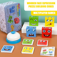 Wooden Block Expression Matching Puzzle Game & Bells Toys