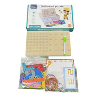 Wooden Toy Puzzle Nail Board Letters And Numbers