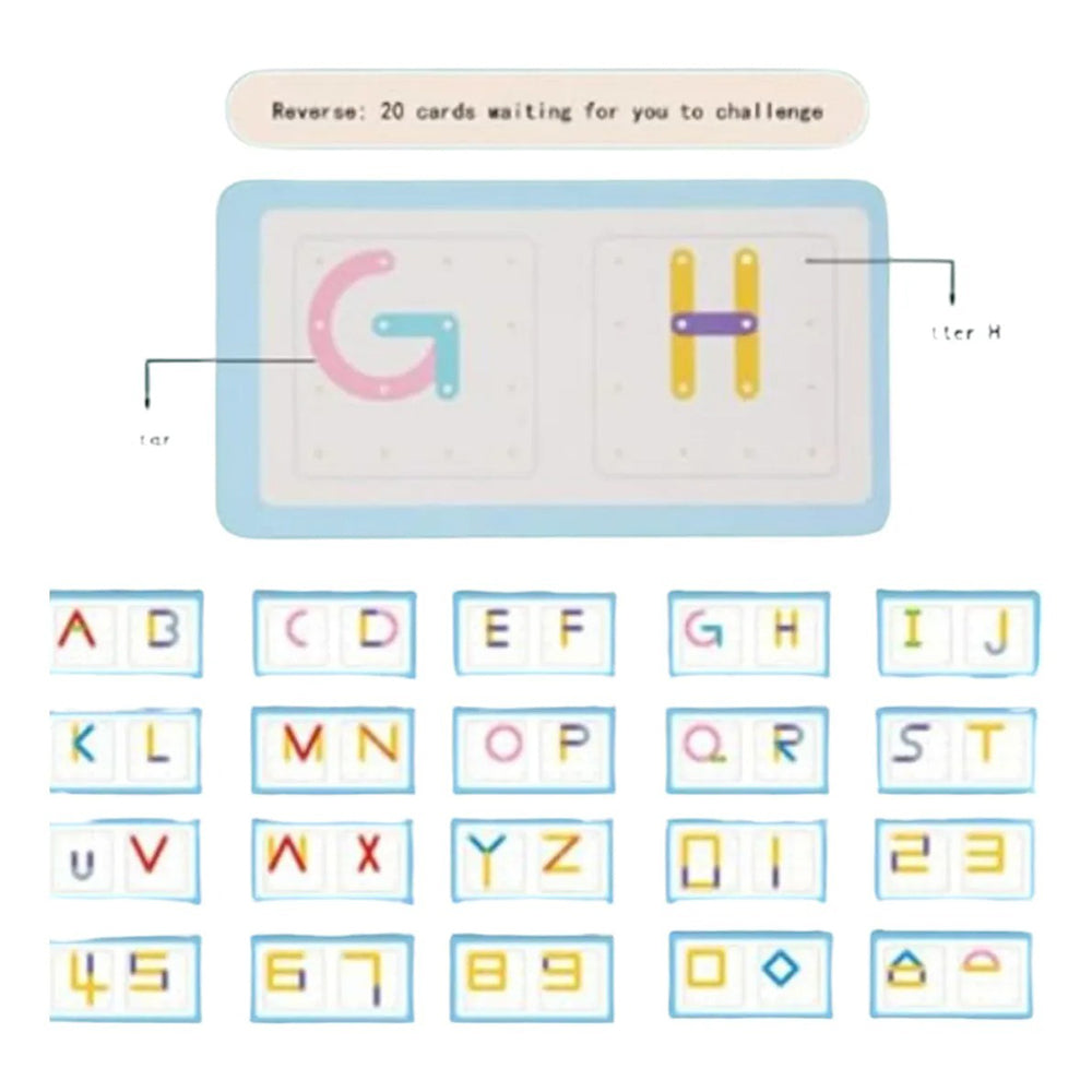 Wooden Toy Puzzle Nail Board Letters And Numbers