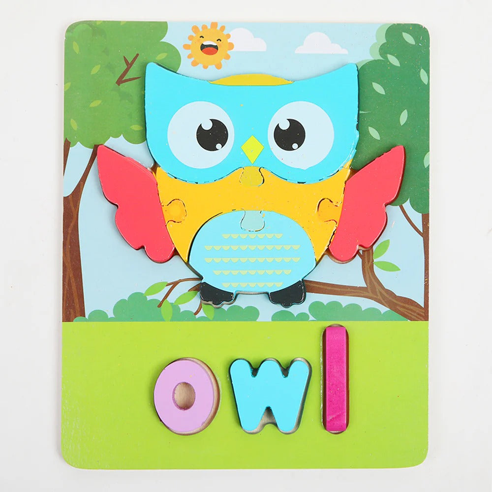 Wooden Shaped Puzzle With English Spelling Words