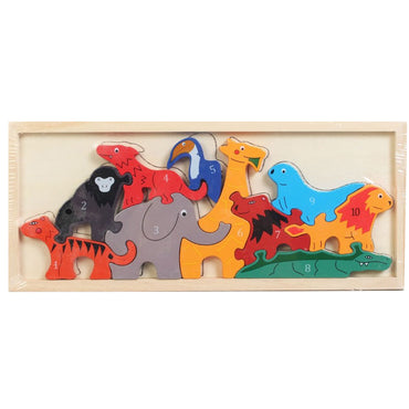 Wooden Puzzle Game With Wooden Illustrations And Farm Animal Design