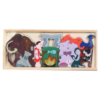 Wooden Puzzle Game With Wooden Illustrations And Farm Animal Design