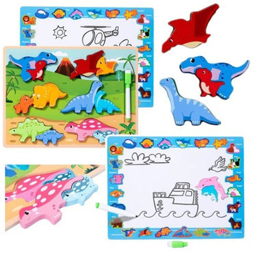 Puzzle Board 2 In 1 Wooden Educational With Marker