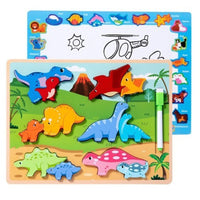 Puzzle Board 2 In 1 Wooden Educational With Marker