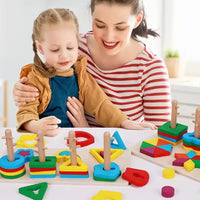 2 in 1 Matching Geometric Wooden Set Of Columns