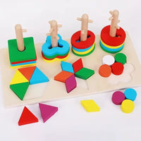 2 in 1 Matching Geometric Wooden Set Of Columns