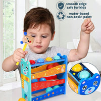 Baby Wooden Hammer Bench Toy With 4 Balls And A Hammer