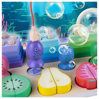 Wooden Puzzle Blocks Fishing Fruits For Cutting With Magnet