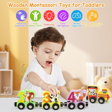 Magnetic Wooden Animals Train Set