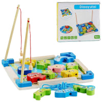 Wooden Toys 2 In1 Magnetic Fishing Game With Lacing