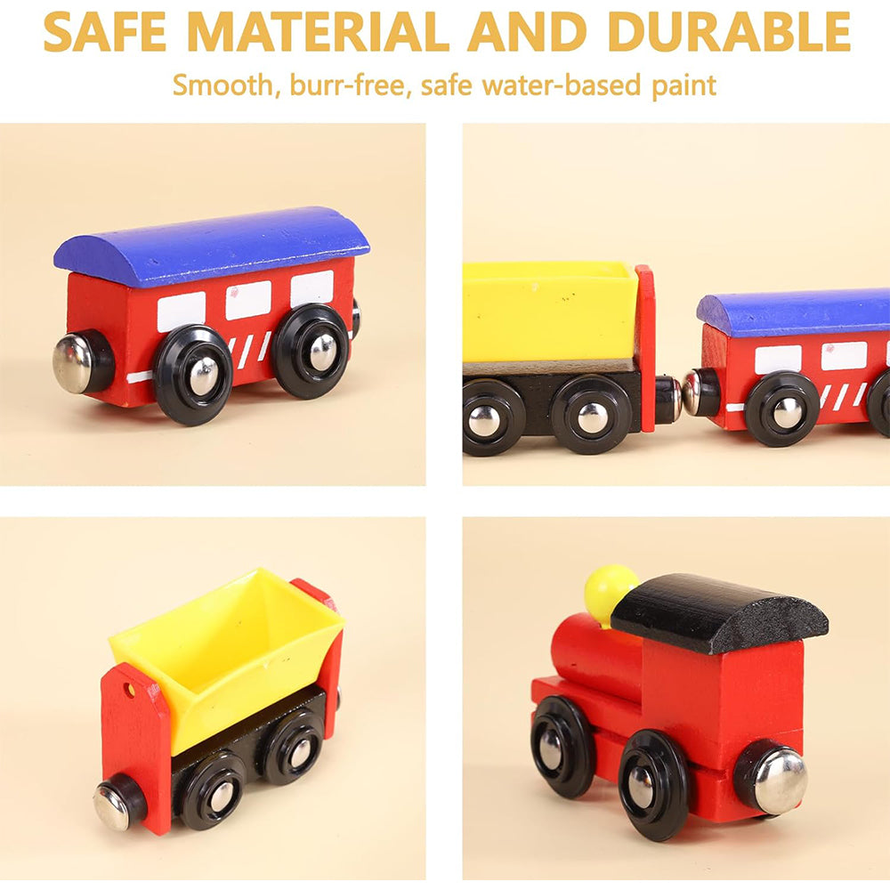 Wooden Train Set With Magnetic Suction Cups
