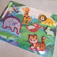 Wooden Puzzle Board With Writing Board And Marker