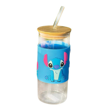 Stitch Glass Cup With Straw