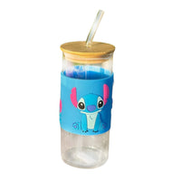 Stitch Glass Cup With Straw