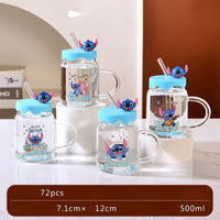 Stitch Glass Bottle With Straw 500 ML