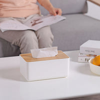 Plastic Tissue Box Wooden Lid Napkin Holder Container Wet Tissue Paper / 42250 / KN-521 / 4398
